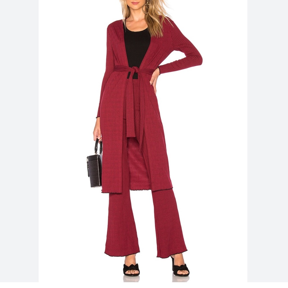 House Of Harlow 1960 X Revolve James Ribbed Long Open Cardigan Size M In Maroon